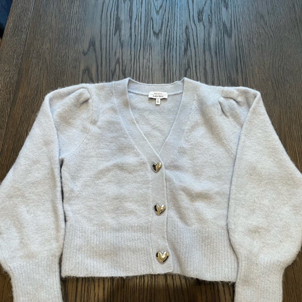 & Other Stories Baby Blue Sweater w/Silver Heart Buttons